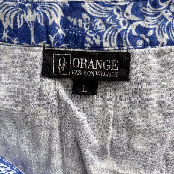 ORANGE FASHION VILLAGE, BEAUTIFUL BLUE/WHITE, BELL SLEEVE CROCHET TRIM DRESS - Picture 8 of 8